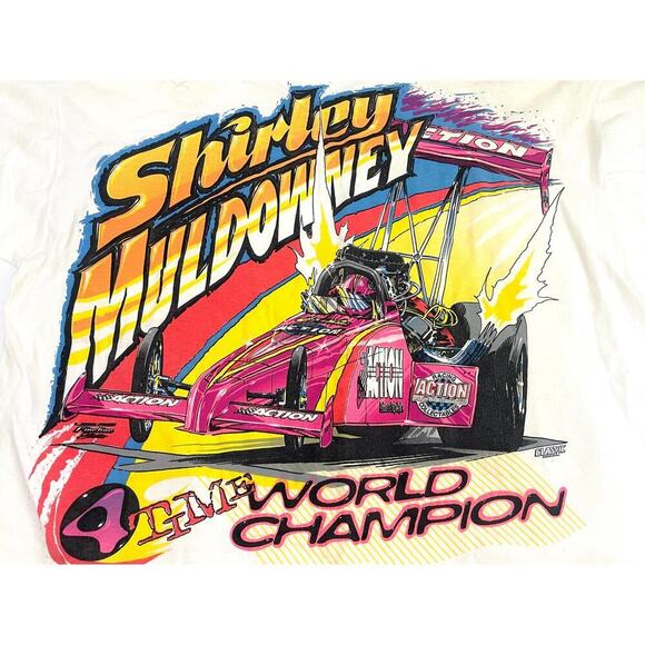 VTG Lot of 3 Signed Shirley Muldowney Cap Graphic Tee Drag Racing 90s TShirt Hat - Picture 3 of 16